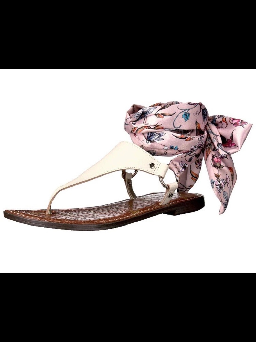 Sam Edelman Gigi Floral Scarf Tie Thong Sandals Size 8.5M Boho Ankle Wrap